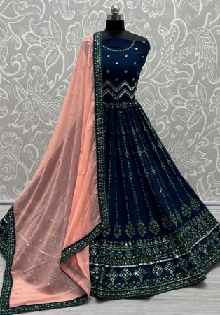 Picture of Bewitching Georgette Navy Blue Lehenga Choli