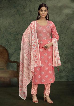 Picture of Rayon Pale Violet Red Straight Cut Salwar Kameez