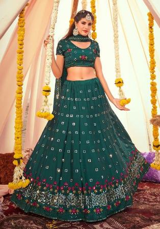 Picture of Excellent Georgette & Net Sea Green Lehenga Choli