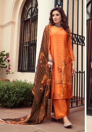 Picture of Exquisite Silk Coral Straight Cut Salwar Kameez