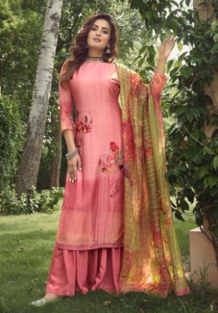 Picture of Lovely Silk Light Coral Straight Cut Salwar Kameez