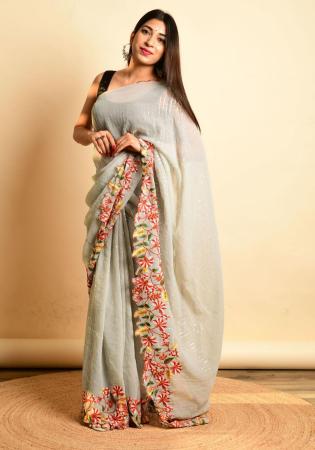 Picture of Bewitching Georgette Silver Saree