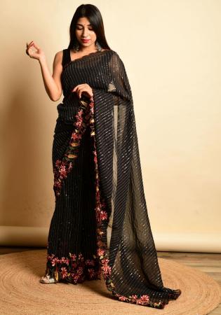 Picture of Marvelous Georgette Black Saree