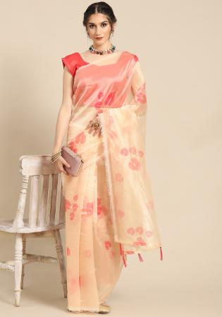 Picture of Well Formed Organza Light Salmon Saree