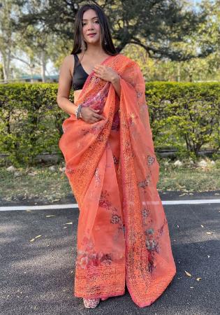Picture of Lovely Organza Chocolate Saree