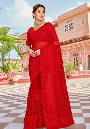 Picture of Delightful Net Red Saree