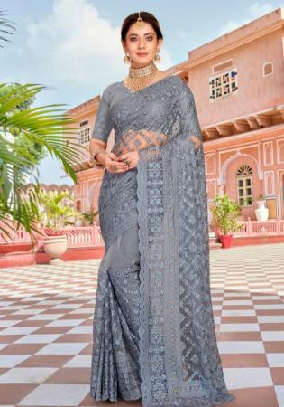 Picture of Enticing Net Light Slate Grey Saree