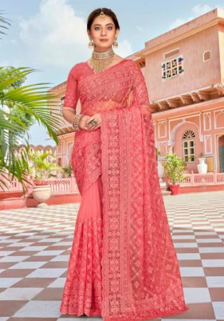 Picture of Appealing Net Pale Violet Red Saree