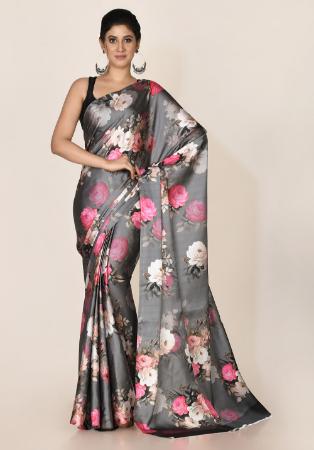 Picture of Shapely Satin Grey Saree