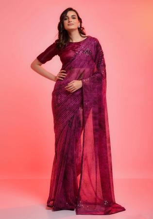 Picture of Bewitching Chiffon Maroon Saree
