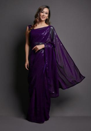 Picture of Grand Georgette Midnight Blue Saree