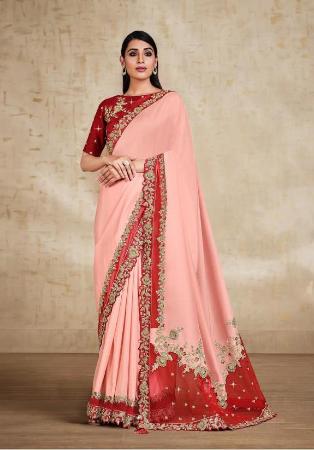Picture of Graceful Net & Organza Light Pink Saree