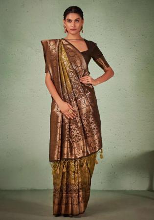 Picture of Sightly Silk Dark Olive Green Saree