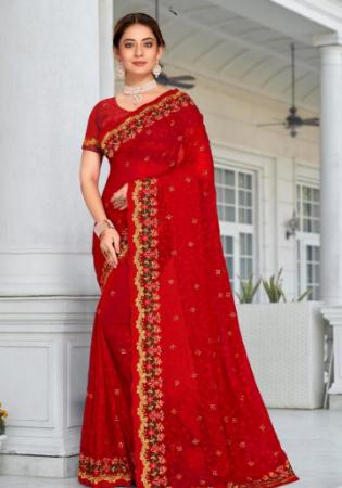 Picture of Sightly Georgette Dark Red Saree