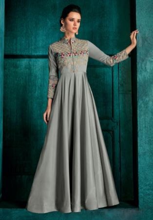 Picture of Nice Silk Dark Grey Readymade Gown