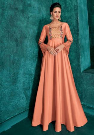 Picture of Radiant Silk Sandy Brown Readymade Gown