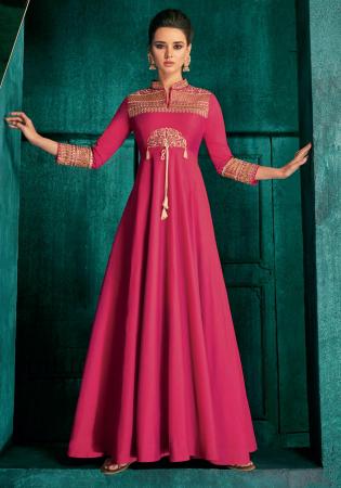 Picture of Exquisite Silk Medium Violet Red Readymade Gown