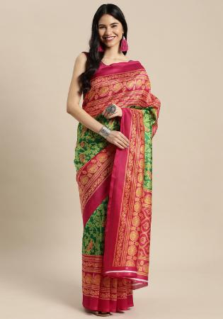 Picture of Sublime Silk Lime Green Saree
