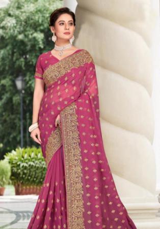 Picture of Ravishing Georgette Pale Violet Red Saree