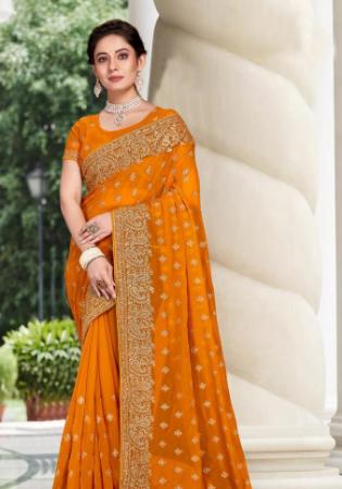 Picture of Comely Georgette Orange Red Saree