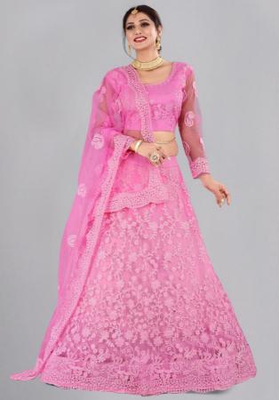 Picture of Charming Net & Silk Pale Violet Red Lehenga Choli
