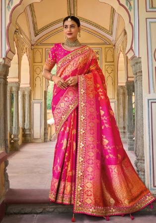 Picture of Classy Synthetic Medium Violet Red Saree