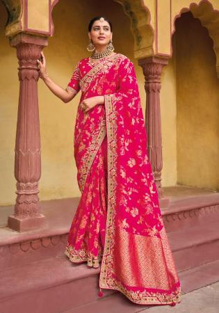 Picture of Beautiful Synthetic Medium Violet Red Saree