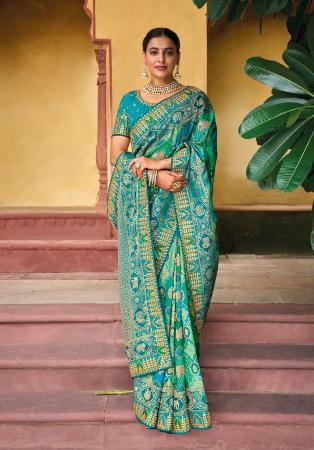 Picture of Sightly Synthetic Dark Cyan Saree