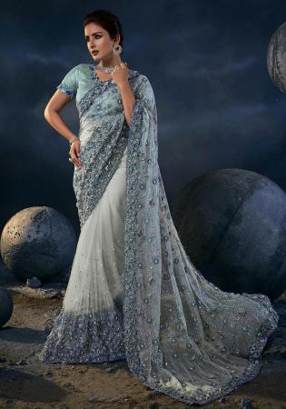 Picture of Bewitching Net Dark Sea Green Saree