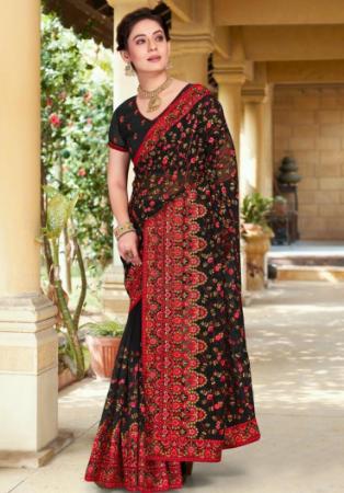 Picture of Shapely Georgette Black Saree