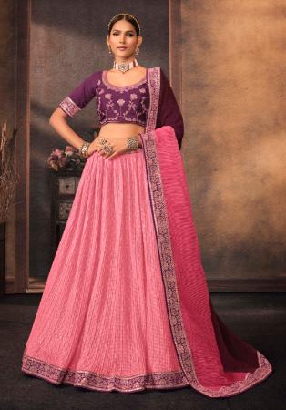 Picture of Delightful Georgette Pale Violet Red Lehenga Choli