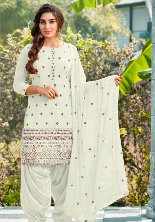 Picture of Admirable Georgette White Straight Cut Salwar Kameez