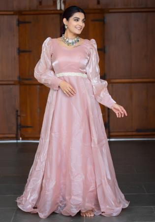 Picture of Beautiful Silk Rosy Brown Readymade Gown