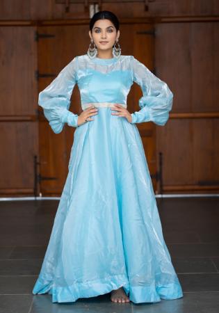 Picture of Ravishing Silk Sky Blue Readymade Gown
