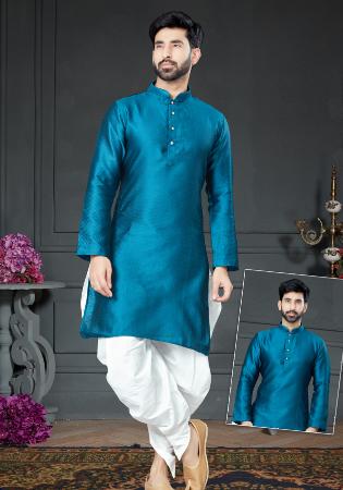 Picture of Shapely Cotton & Silk Teal Kurtas