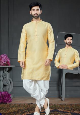 Picture of Appealing Cotton & Silk Khaki Kurtas