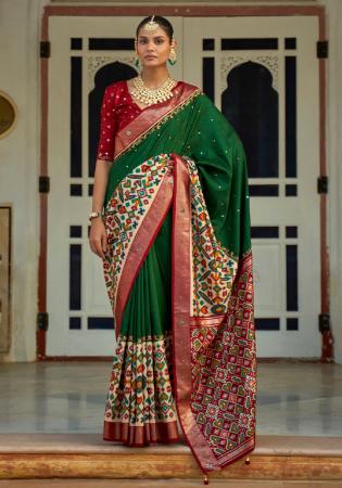 Picture of Alluring Silk Dark Green Saree