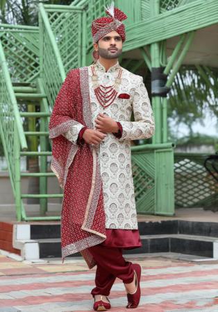 Picture of Lovely Silk Off White Sherwani