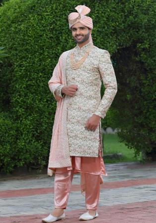 Picture of Sublime Silk Off White Sherwani