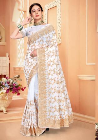 Picture of Bewitching Georgette White Saree
