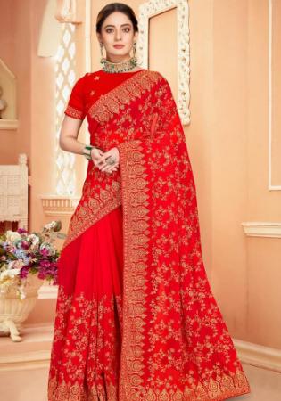 Picture of Gorgeous Georgette Red Saree