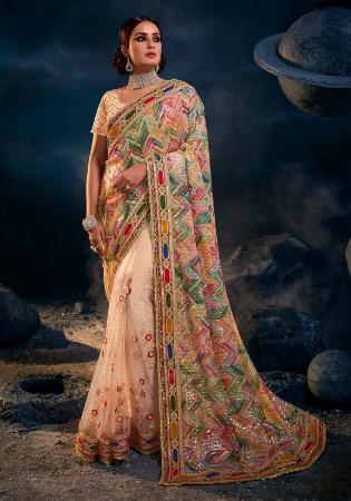 Picture of Sightly Net Burly Wood Saree