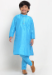 Picture of Resplendent Silk Royal Blue Kids Kurta Pyjama