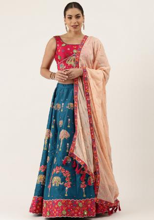 Picture of Well Formed Georgette Midnight Blue Lehenga Choli