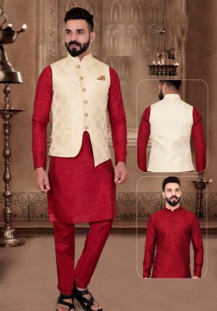 Picture of Comely Silk Fire Brick Kurtas