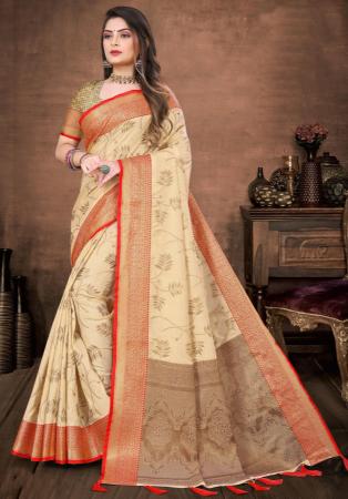 Picture of Magnificent Silk Pale Golden Rod Saree