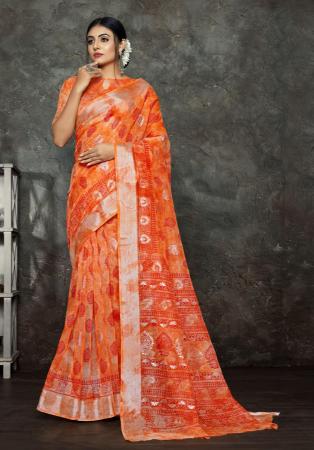Picture of Pleasing Cotton & Linen Chocolate Saree