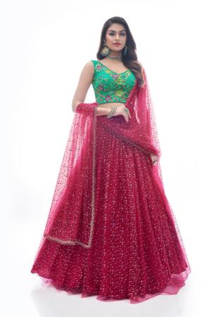 Picture of Gorgeous Silk Indian Red Lehenga Choli