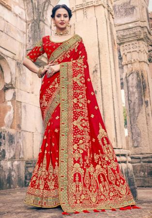 Picture of Admirable Synthetic Dark Red Saree