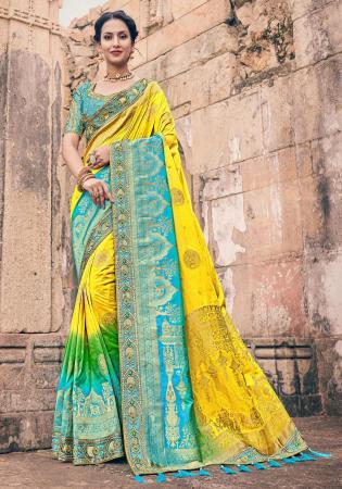 Picture of Pleasing Synthetic Golden Saree